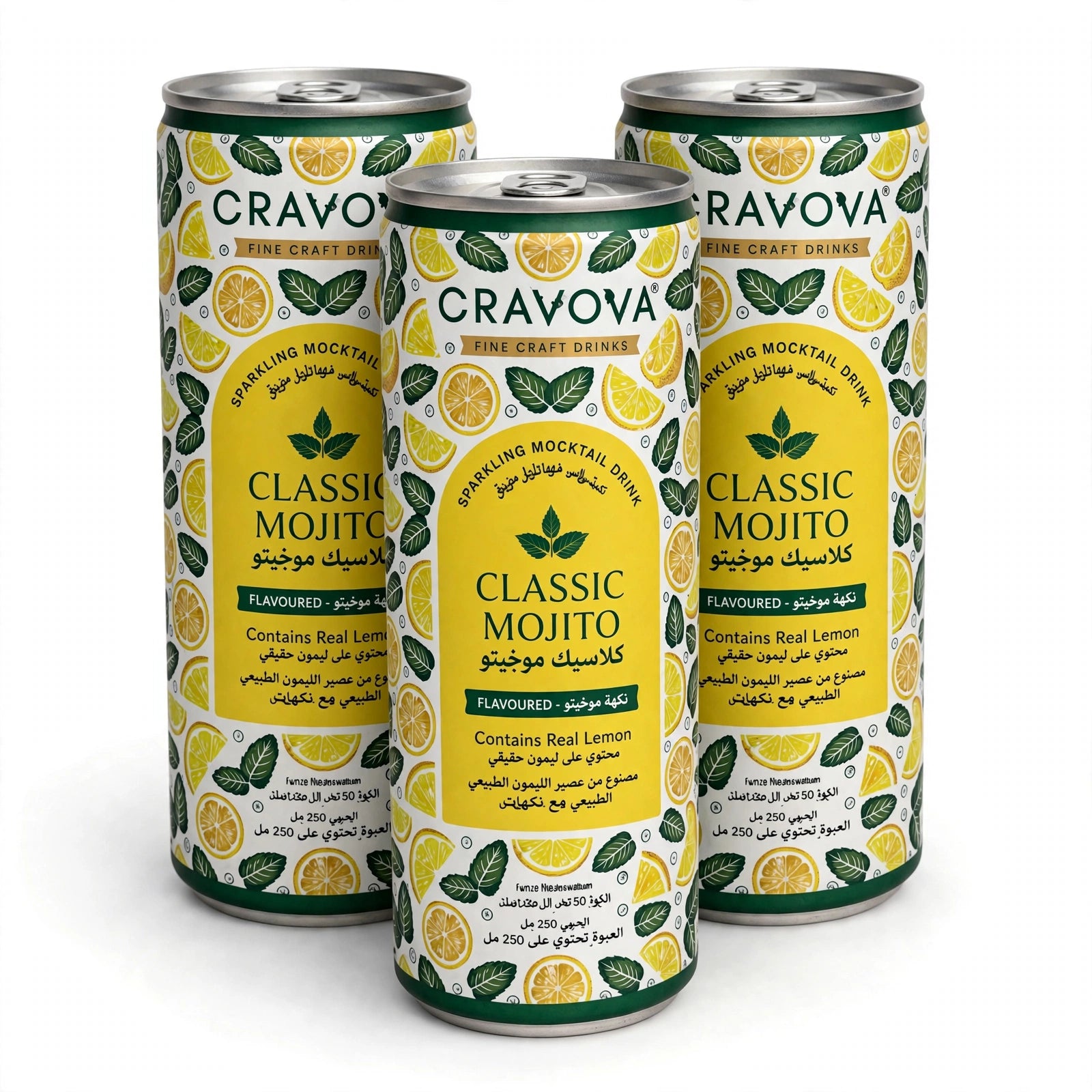 Cravova Classic Mojito Sparkling Mocktail Drink Pack of 3 250mL cans