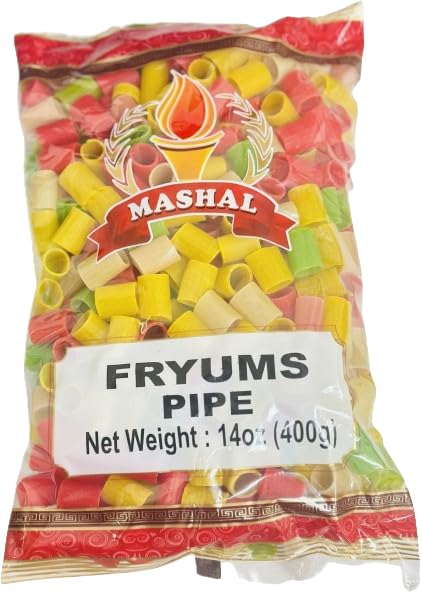 Mashal Fryums Round/Pipe Shape 14oz (400g) ~ Vegan, Uncooked, Used to Make Papad, Bhungra/Chip Snack