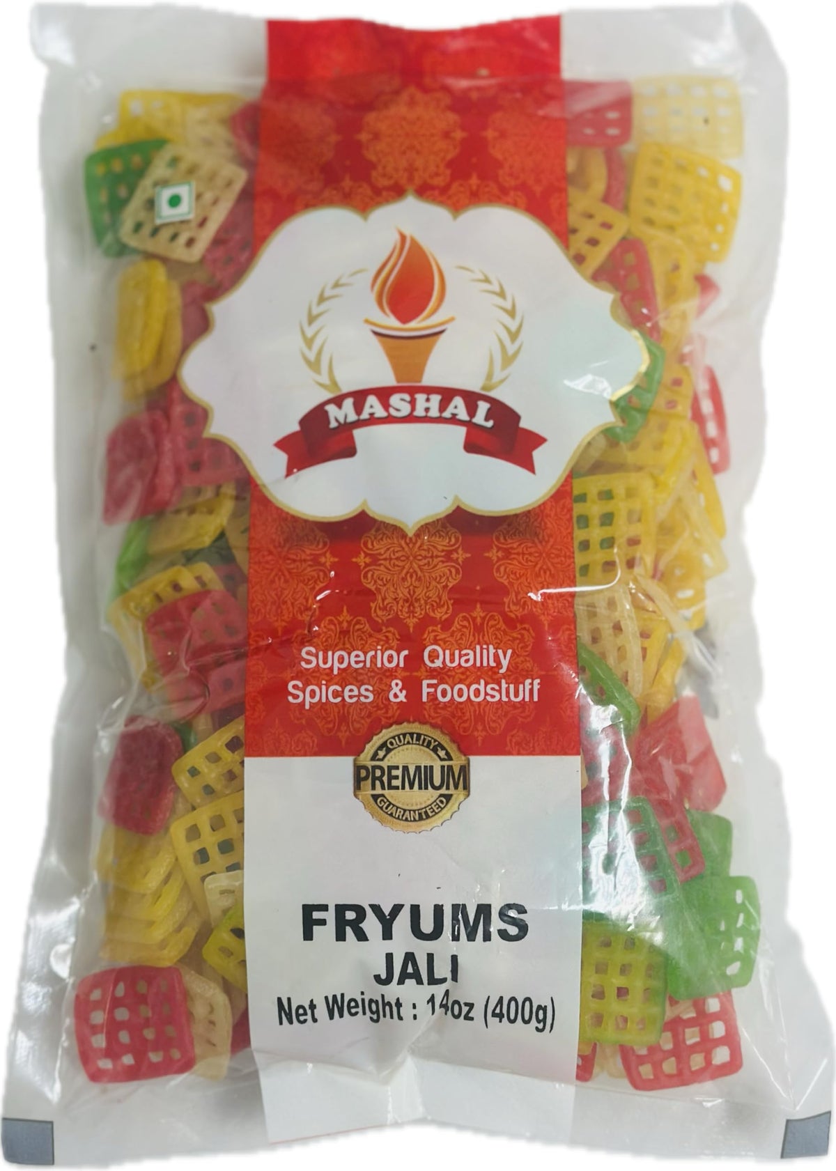 Mashal Fryums Jali Shape - 14oz (400g) Vegan, Uncooked, Used to Make Papad,