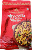 A red bag of Rehmat-e-Shereen Nimcolia Mix Nimco snack mix, featuring a bowl of the mixed nuts and spices on the front packaging.